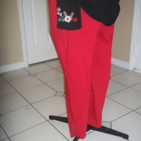 Red Casual, Stretch, Straight-Leg Pants - Picture 2 of 3